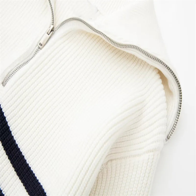 Damian - Pull Chic Rayé Col Zippé