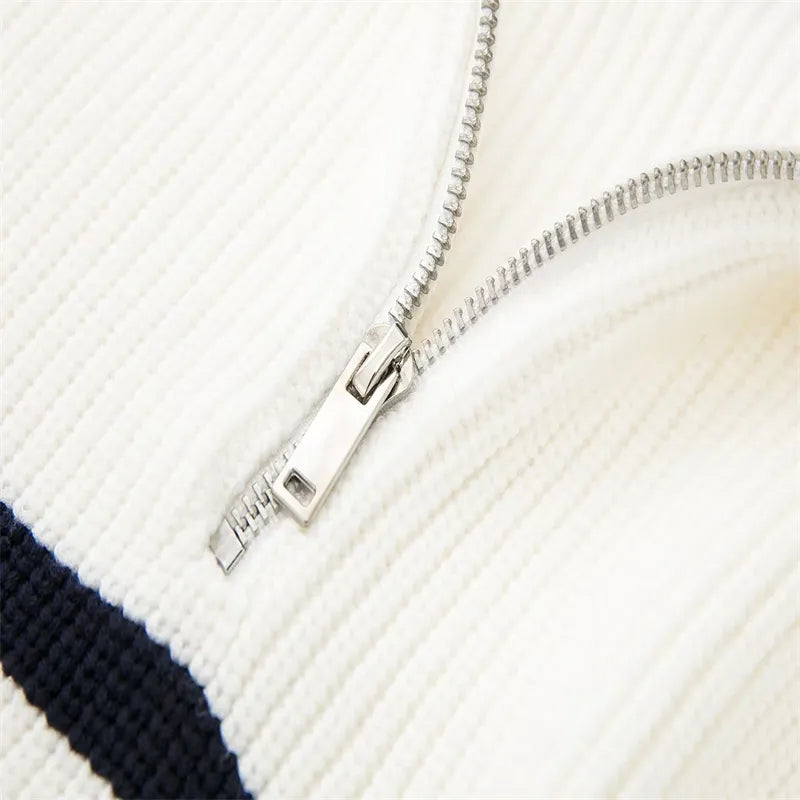 Damian - Pull Chic Rayé Col Zippé