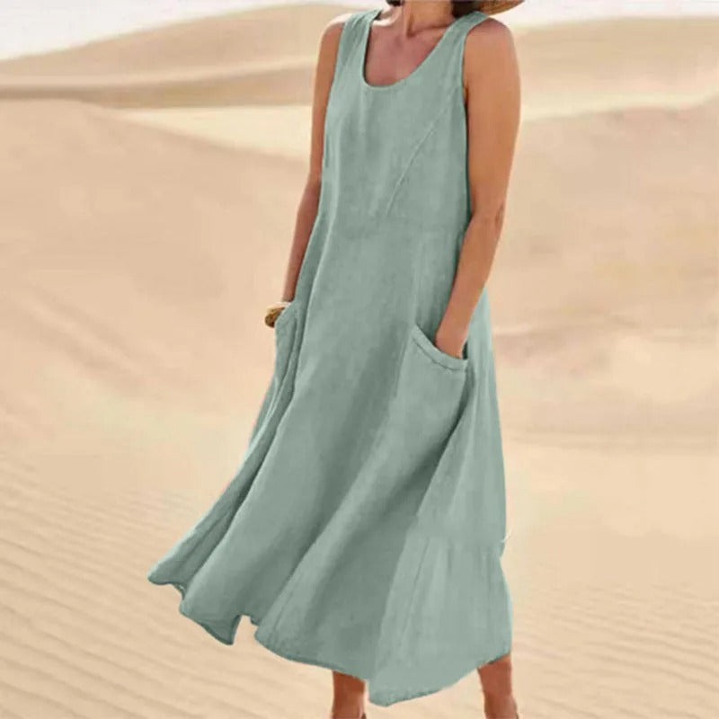 Séverine - Robe Lin Sans Manches Longue Femme