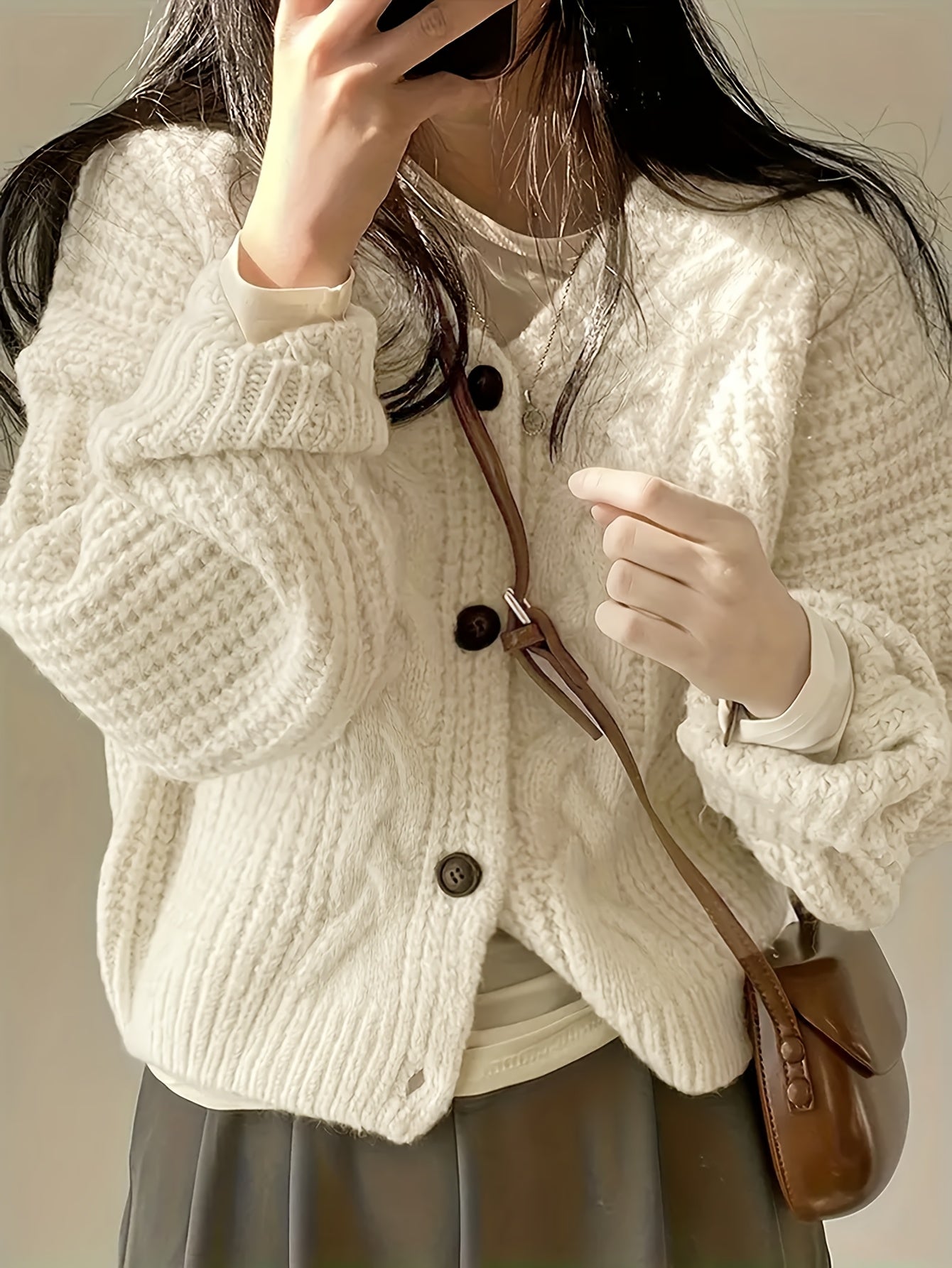 Camille - Gilet Élégant Grosse Maille Torsadée