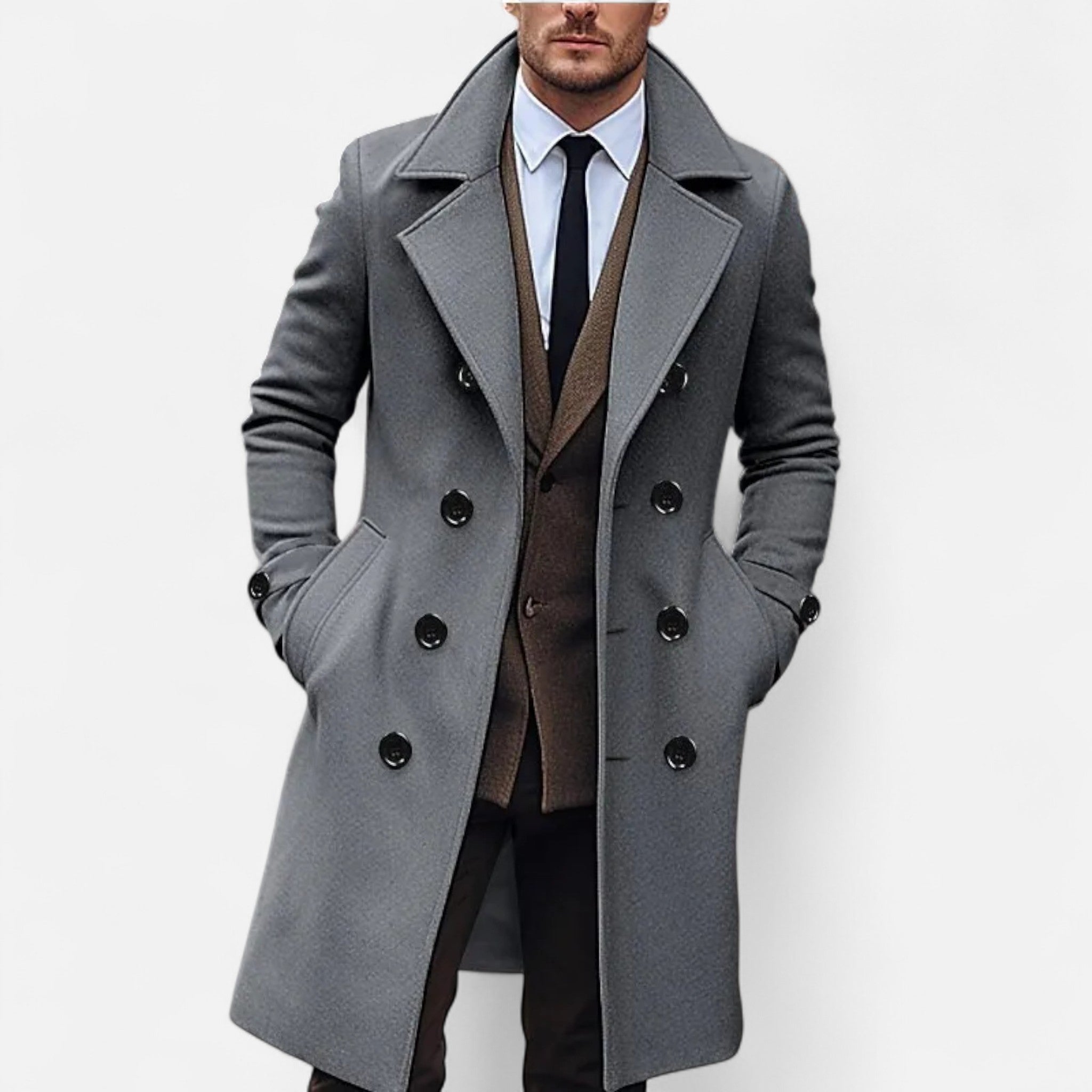 Adrien - Pardessus Long Double Boutonnage Homme
