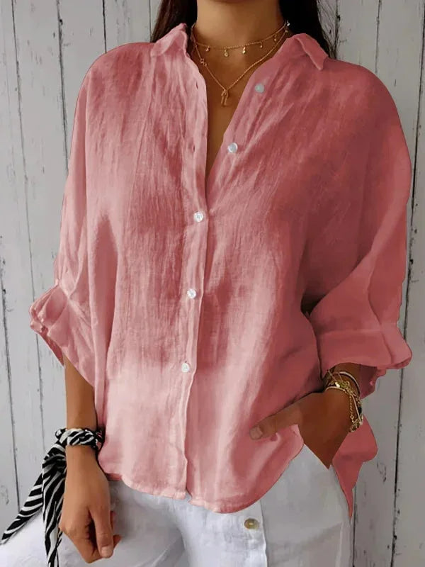 Martine - Chemise en Lin Légère Boutonnée Femme