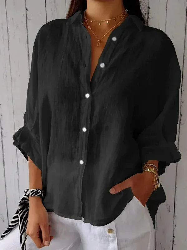 Martine - Chemise en Lin Légère Boutonnée Femme