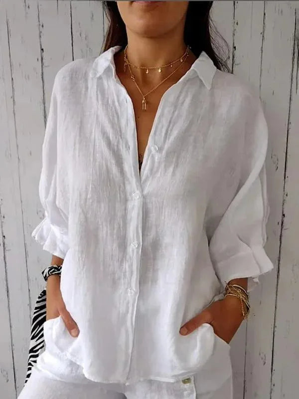 Martine - Chemise en Lin Légère Boutonnée Femme