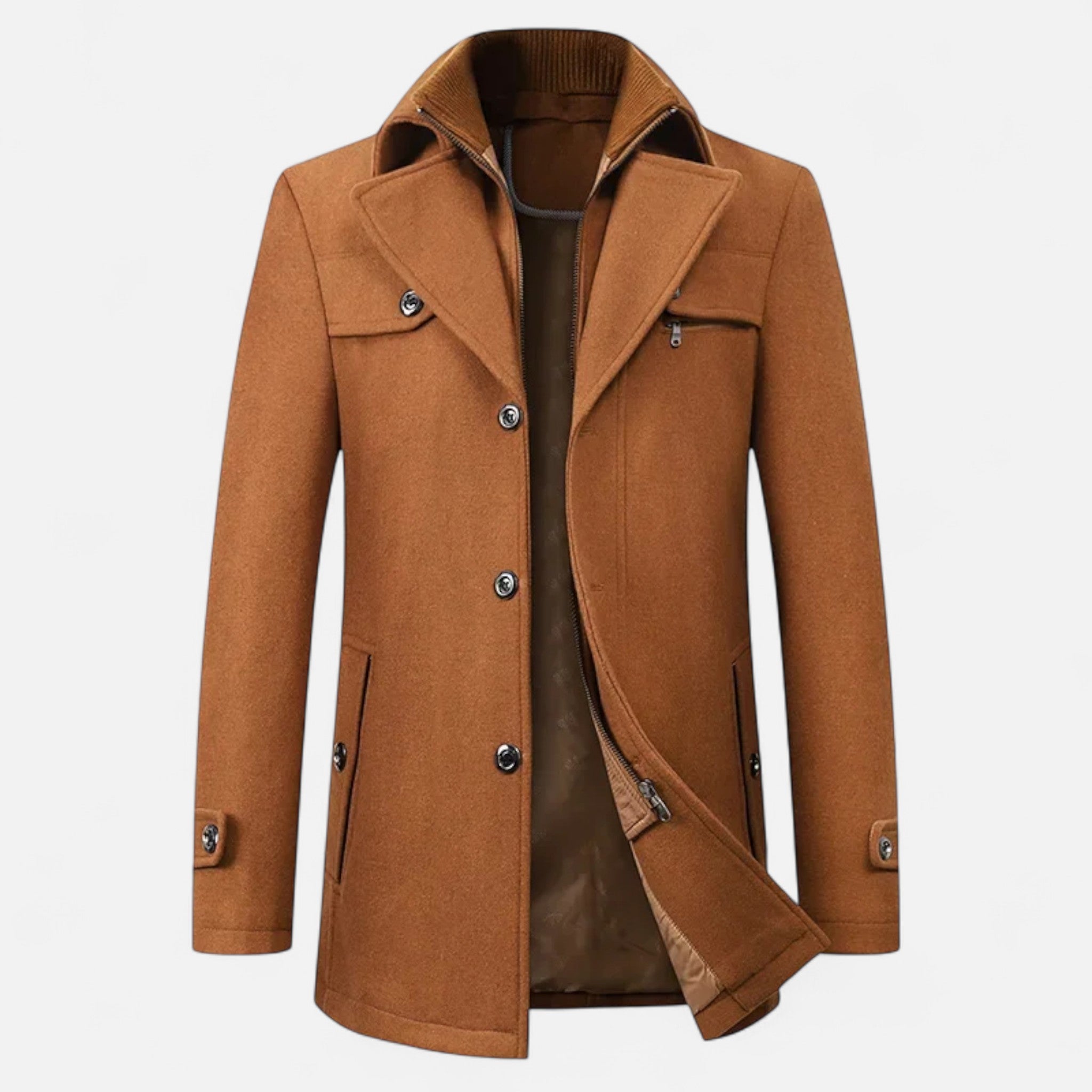 Bastien - Trench Laine Zippé Homme