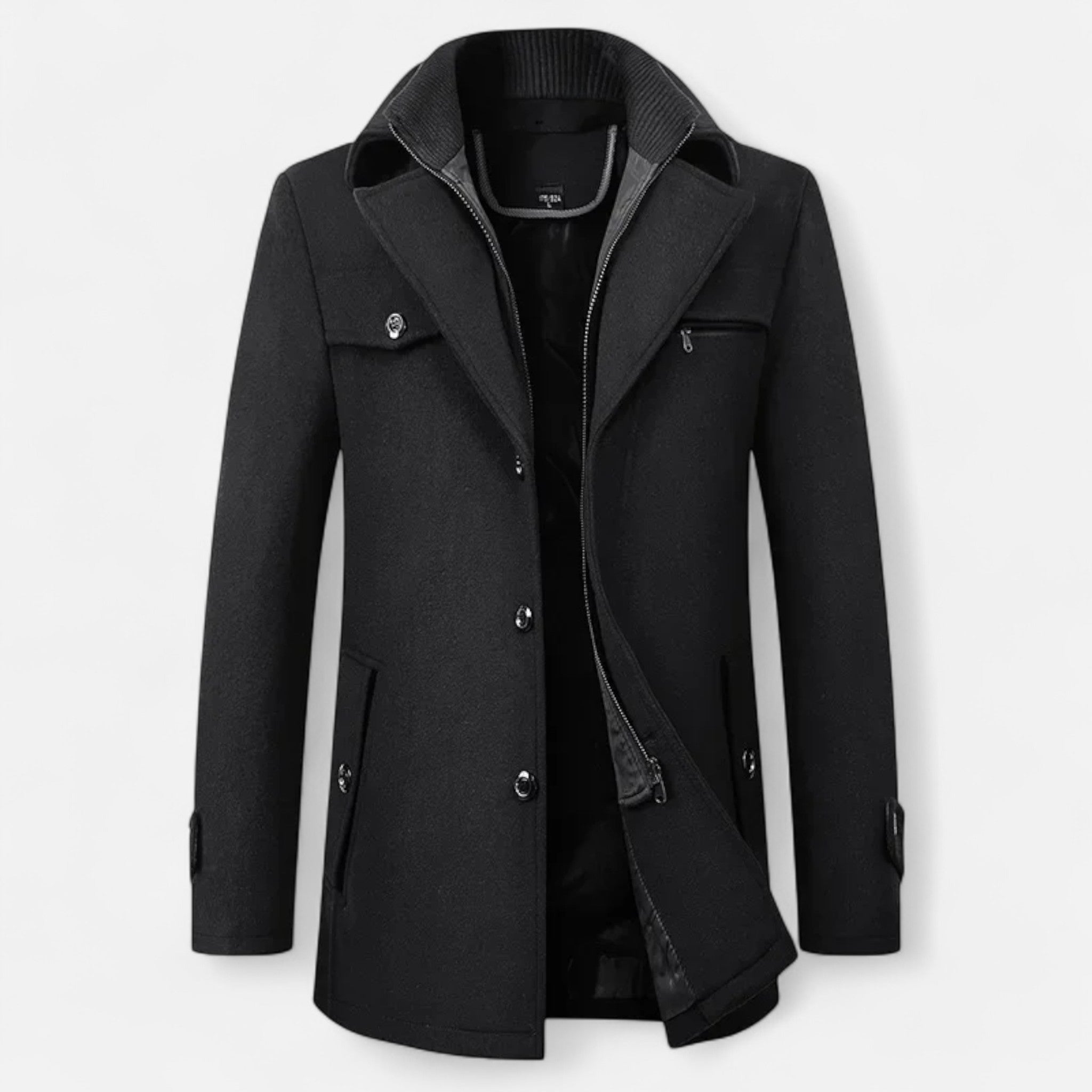 Bastien - Trench Laine Zippé Homme