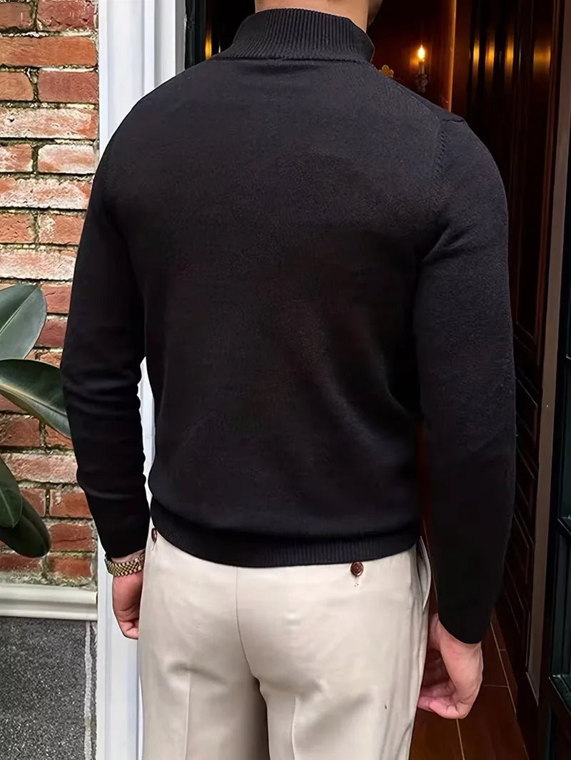 Olivier - Pull Élégant Col Montant Zippé