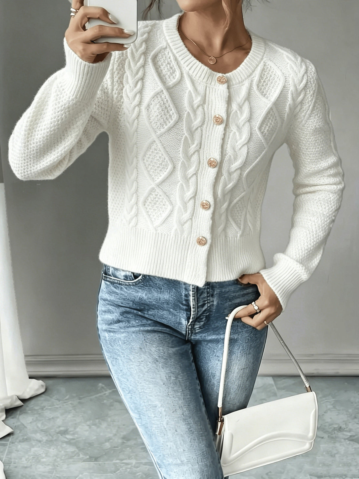 Christine - Cardigan Élégant Torsadé Boutonné