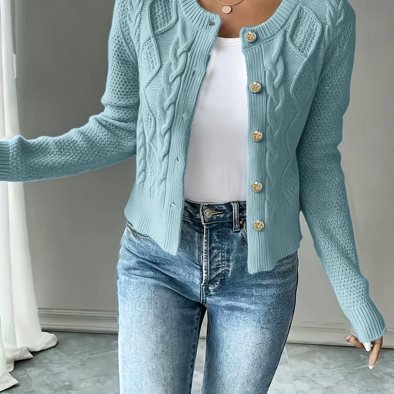 Christine - Cardigan Élégant Torsadé Boutonné