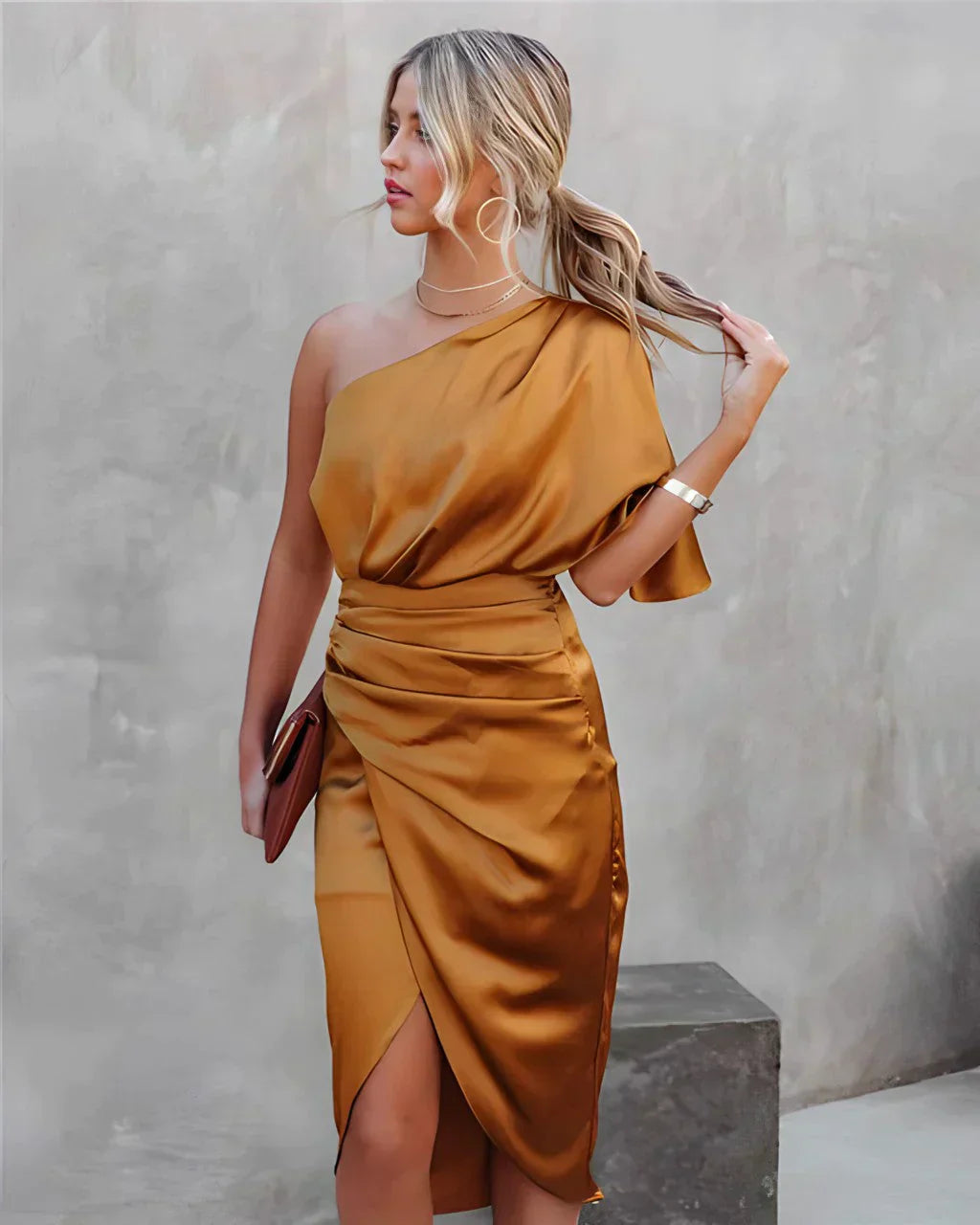 Julie - Robe Midi Femme Élégante en Satin