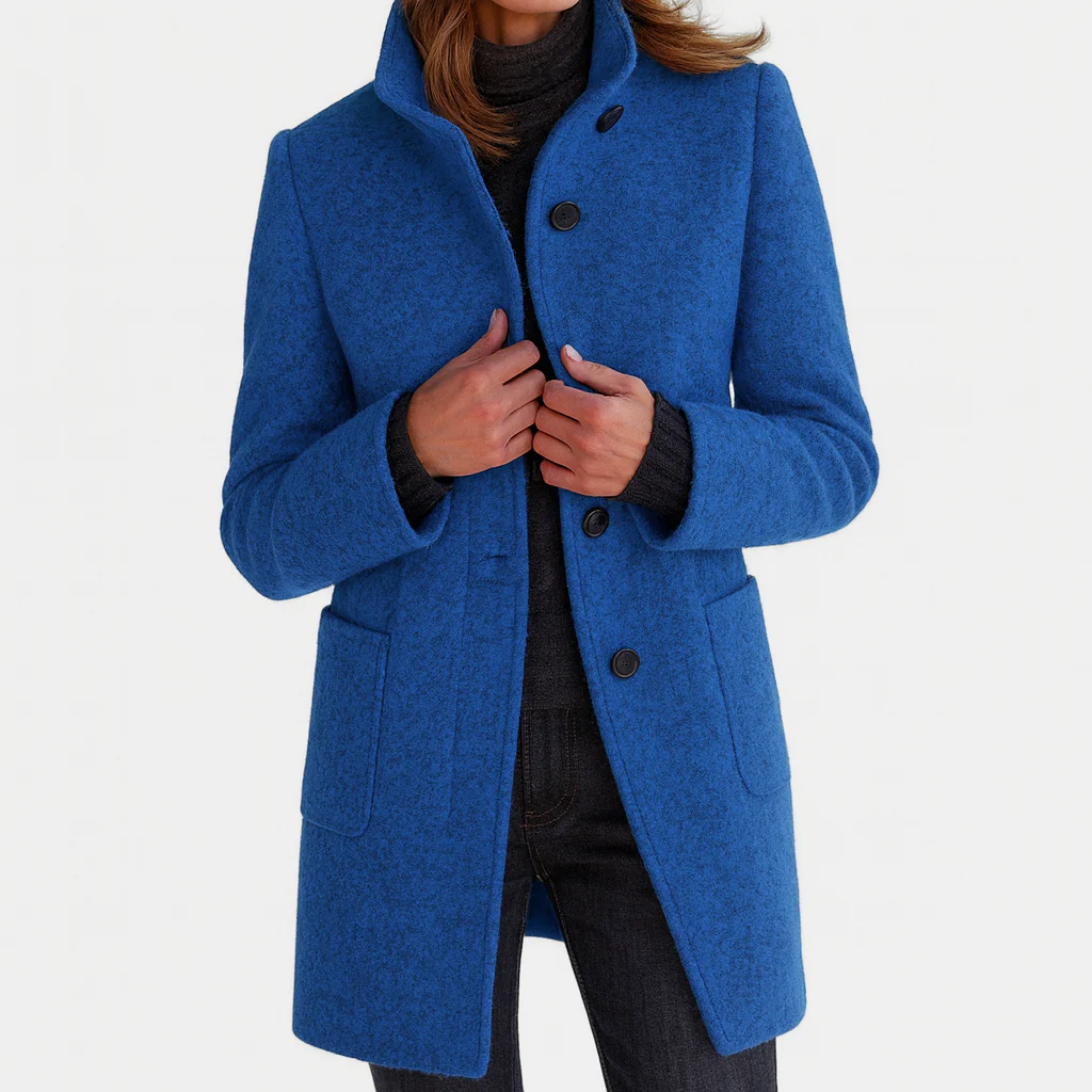 Sandrine | Manteau Élégant Laine Mi-Long