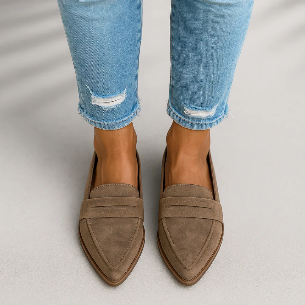 Adèle | Mocassins Élégants Daim Plats