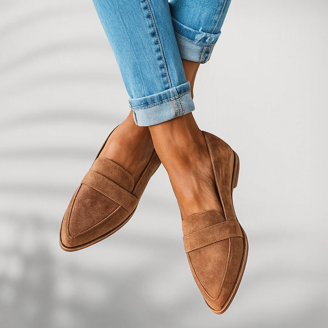 Adèle | Mocassins Élégants Daim Plats