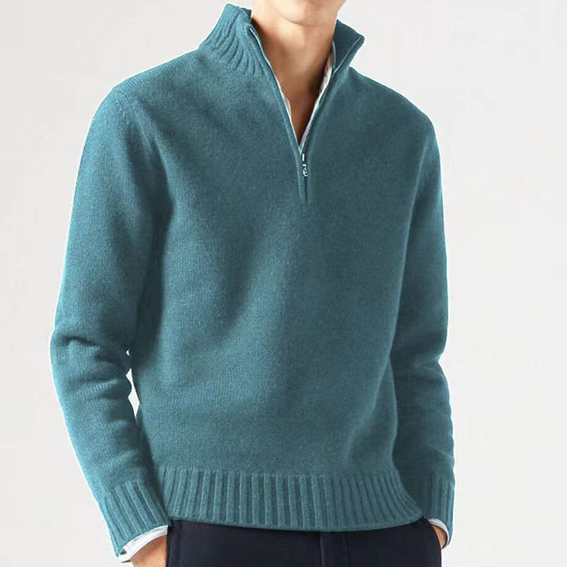 Damien - Pull Élégant Col Montant Zippé