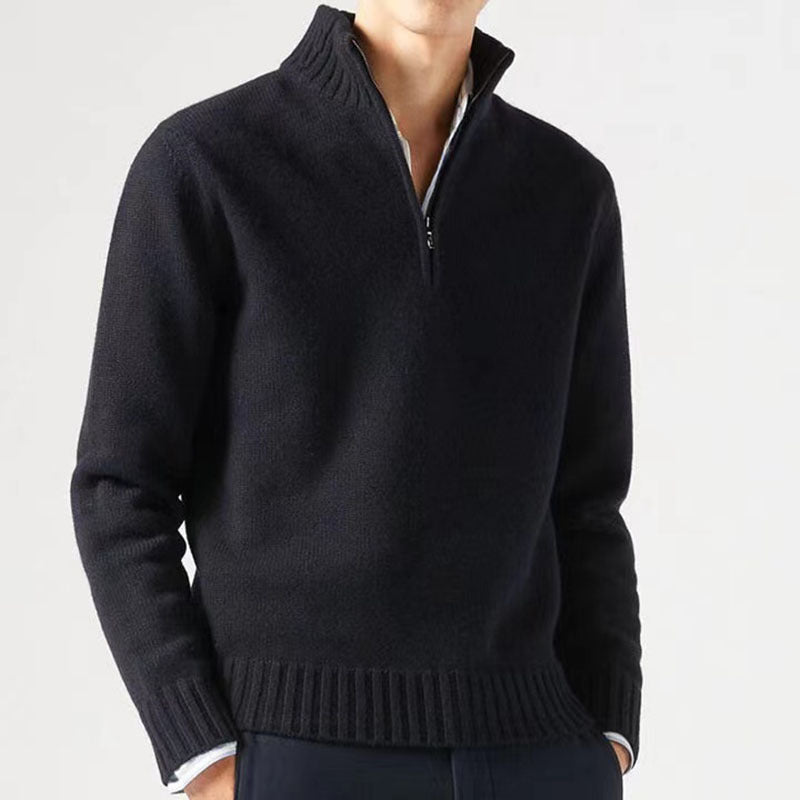 Damien - Pull Élégant Col Montant Zippé