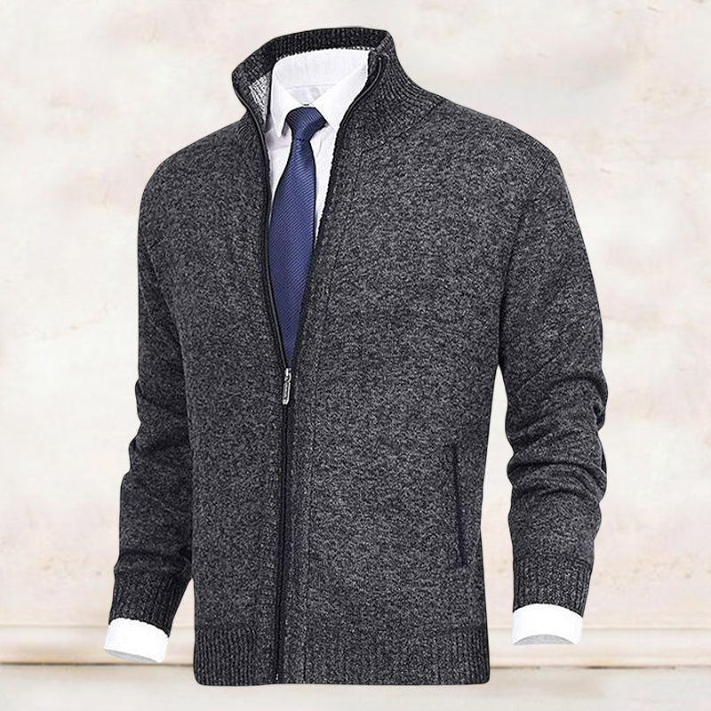 Philippe - Cardigan Élégant Zippé Col Montant