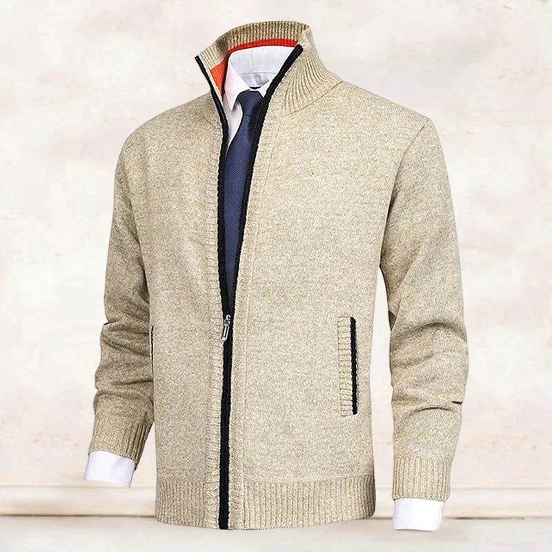 Philippe - Cardigan Élégant Zippé Col Montant