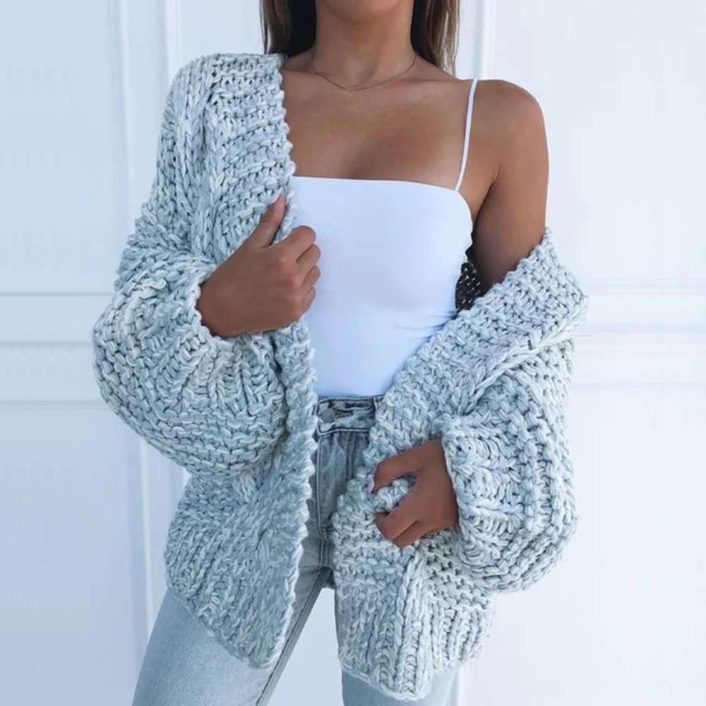 Sandrine - Cardigan Élégant Oversize Grosse Maille