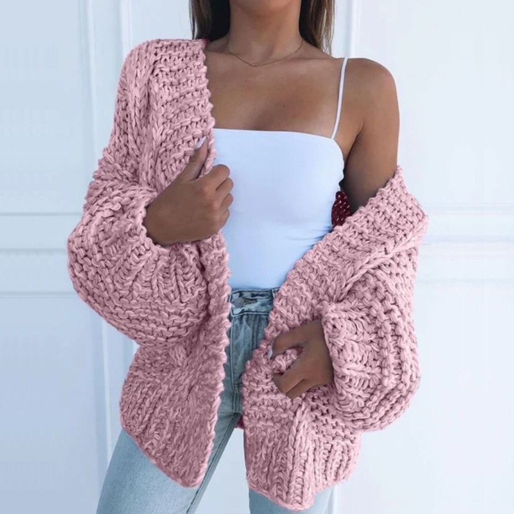 Sandrine - Cardigan Élégant Oversize Grosse Maille
