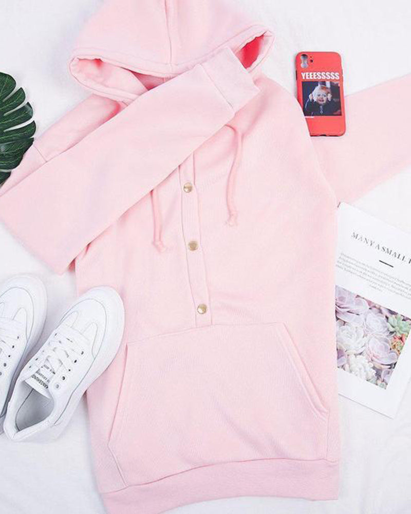 Sandrine - Hoodie Chic Boutonné Poches