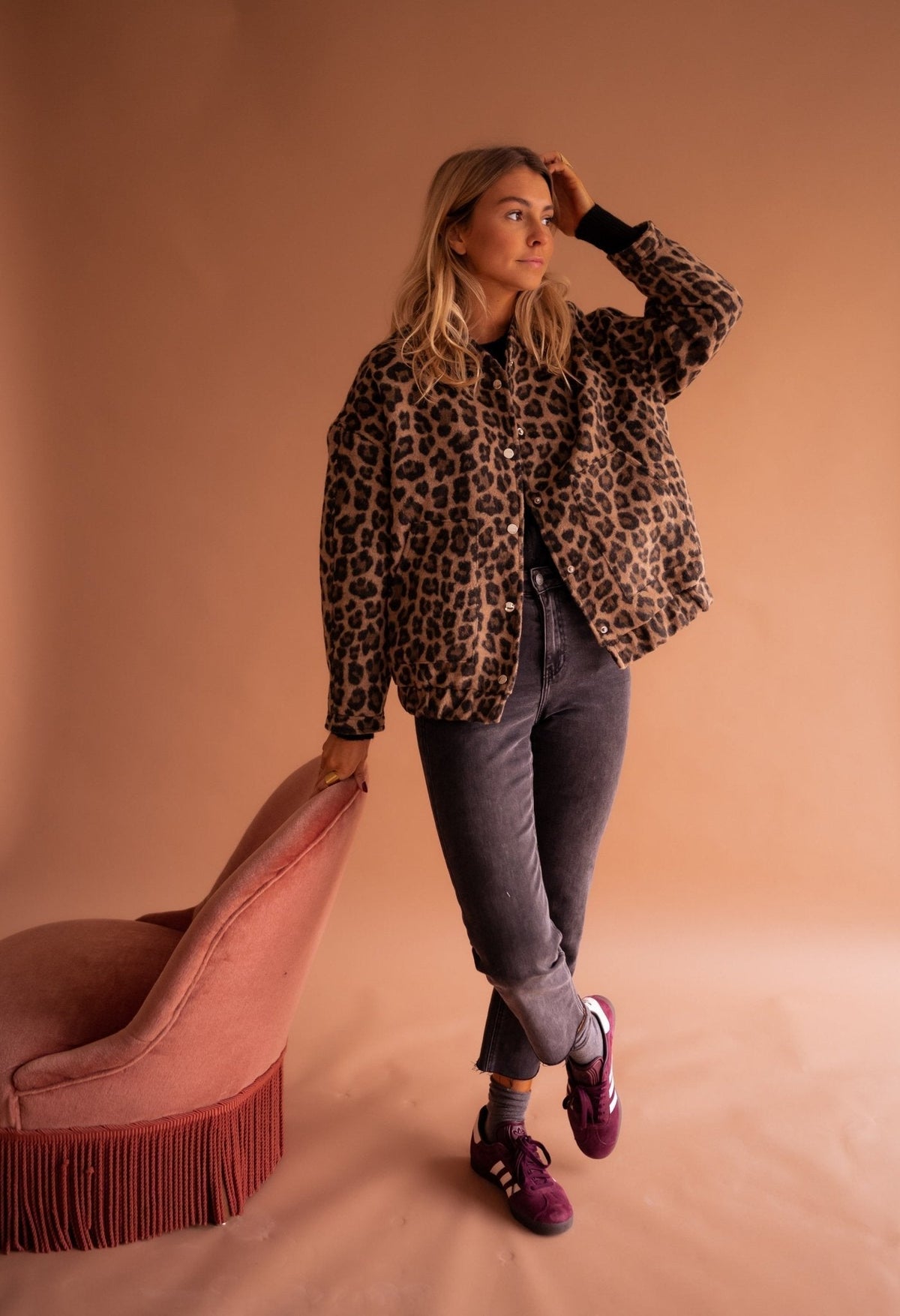 Élodie | Veste Stylée Courte Léopard