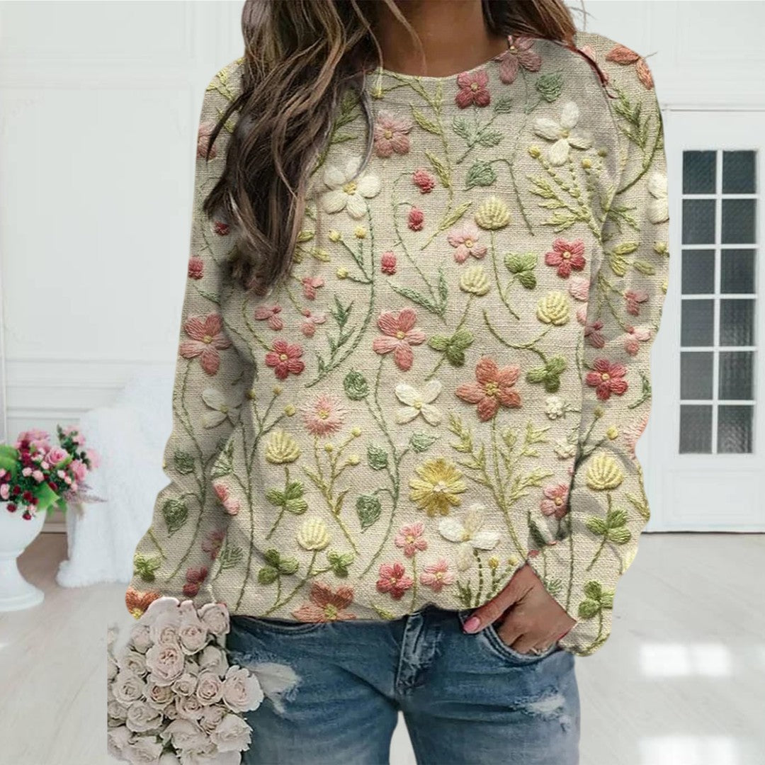Amélie - Pull Féminin Fleuri Brodé