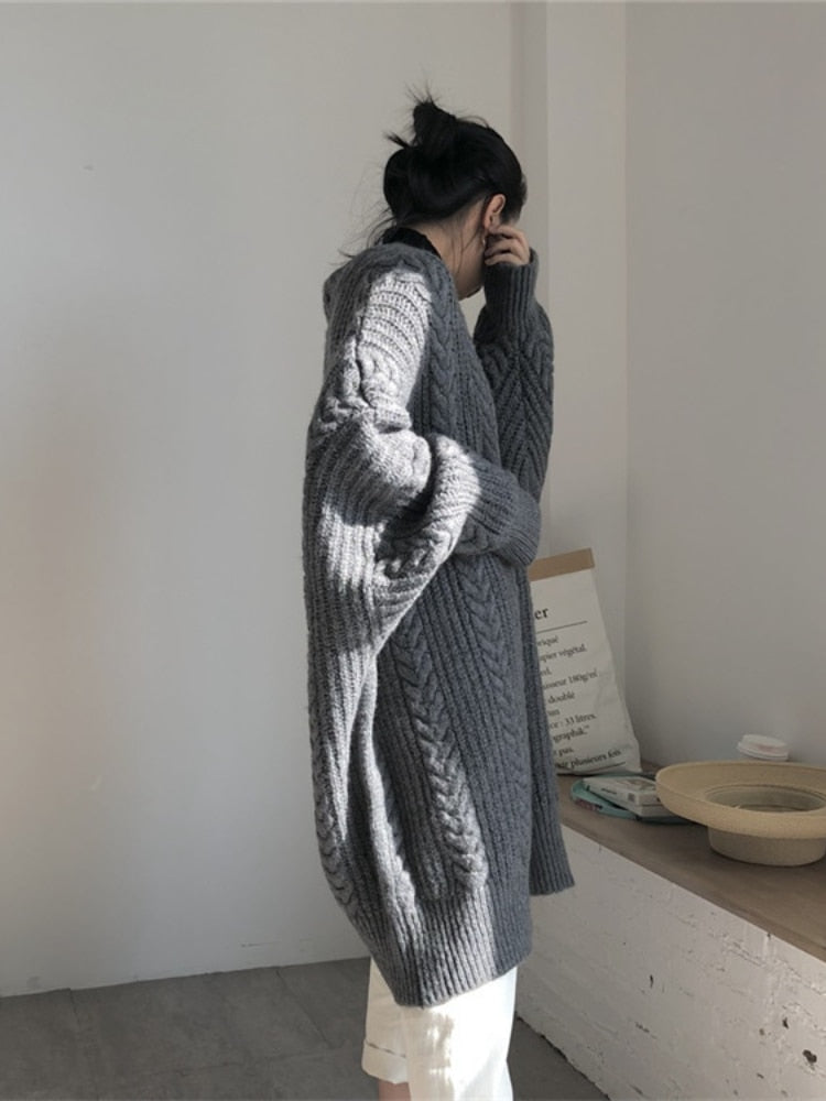 Caroline - Gilet Élégant Long Grosse Maille