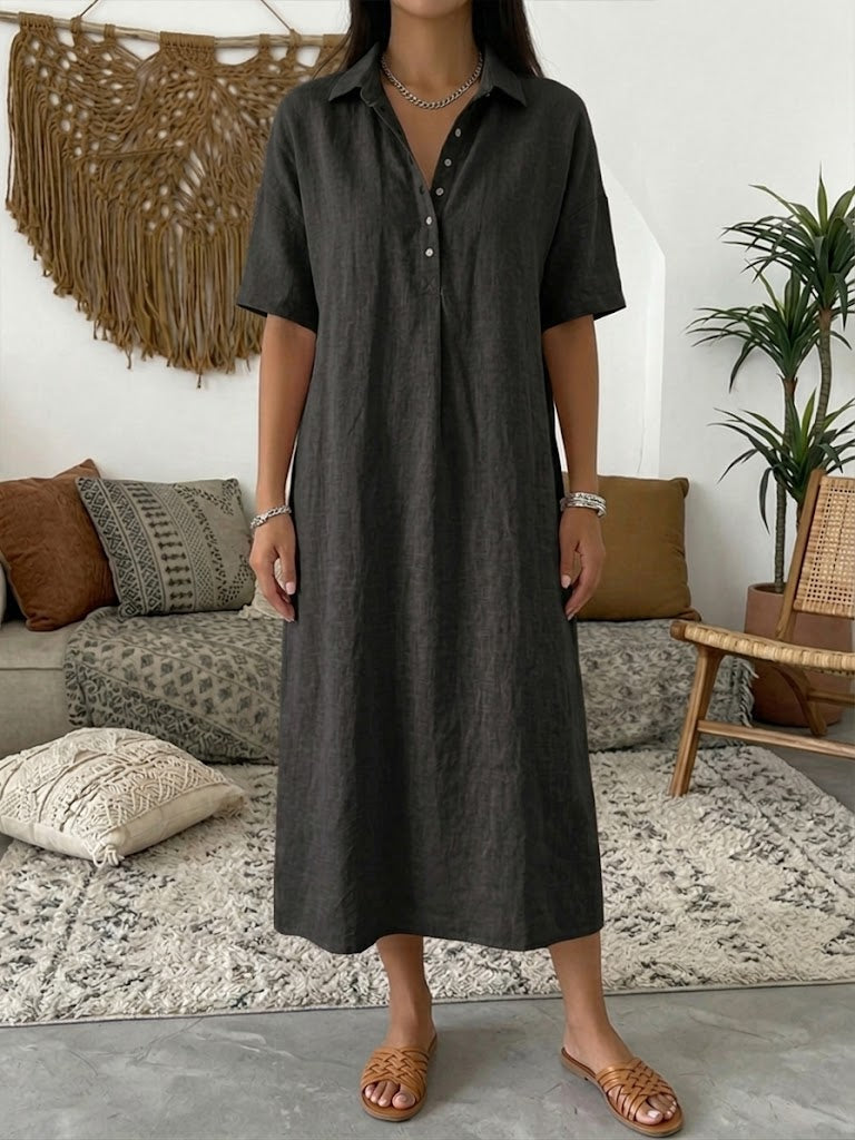 Marine - Robe Chemise Lin Longue