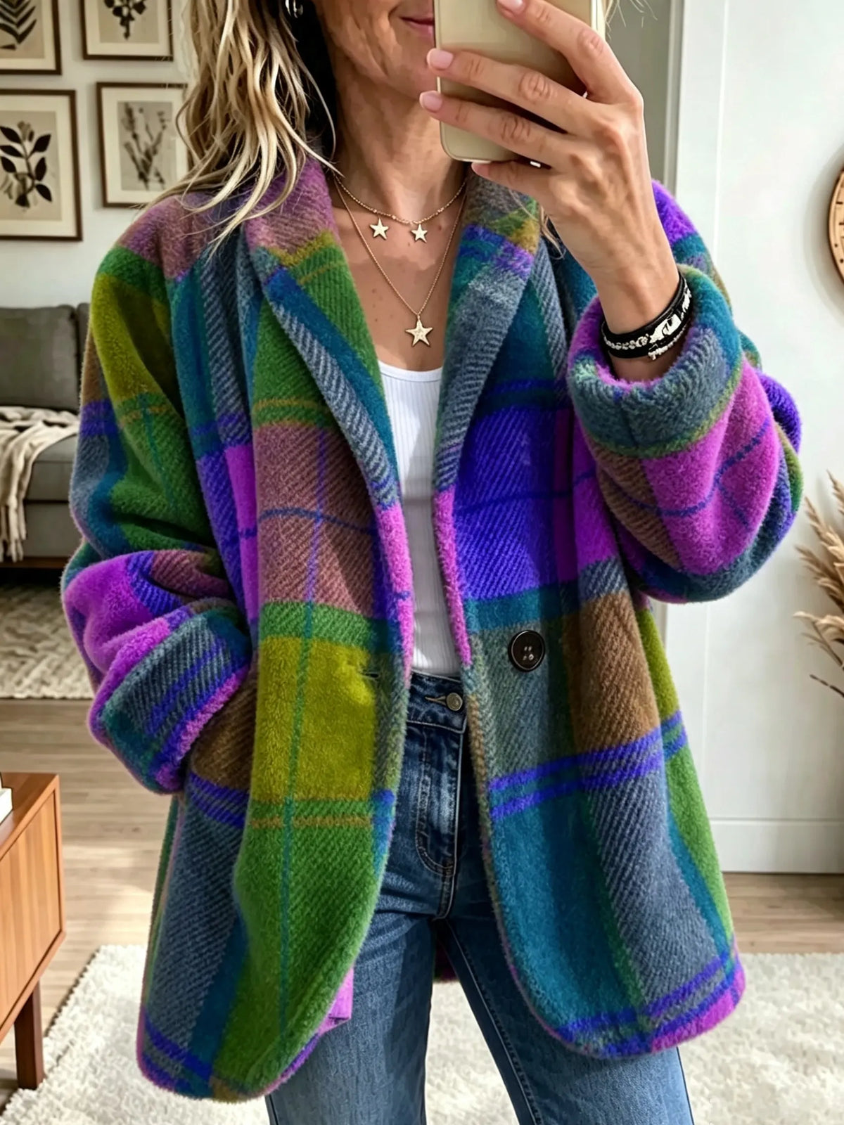 Sabine | Manteau Chic Ample Carreaux
