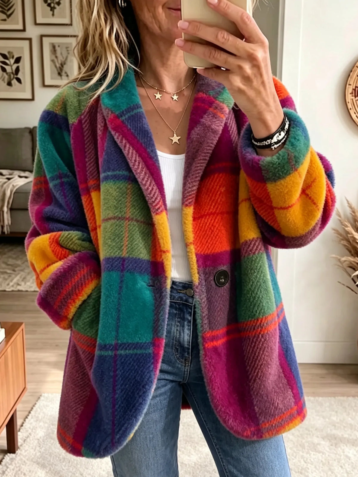 Sabine | Manteau Chic Ample Carreaux