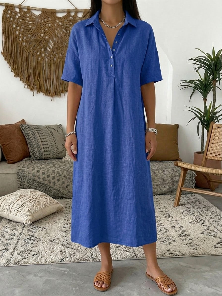 Marine - Robe Chemise Lin Longue