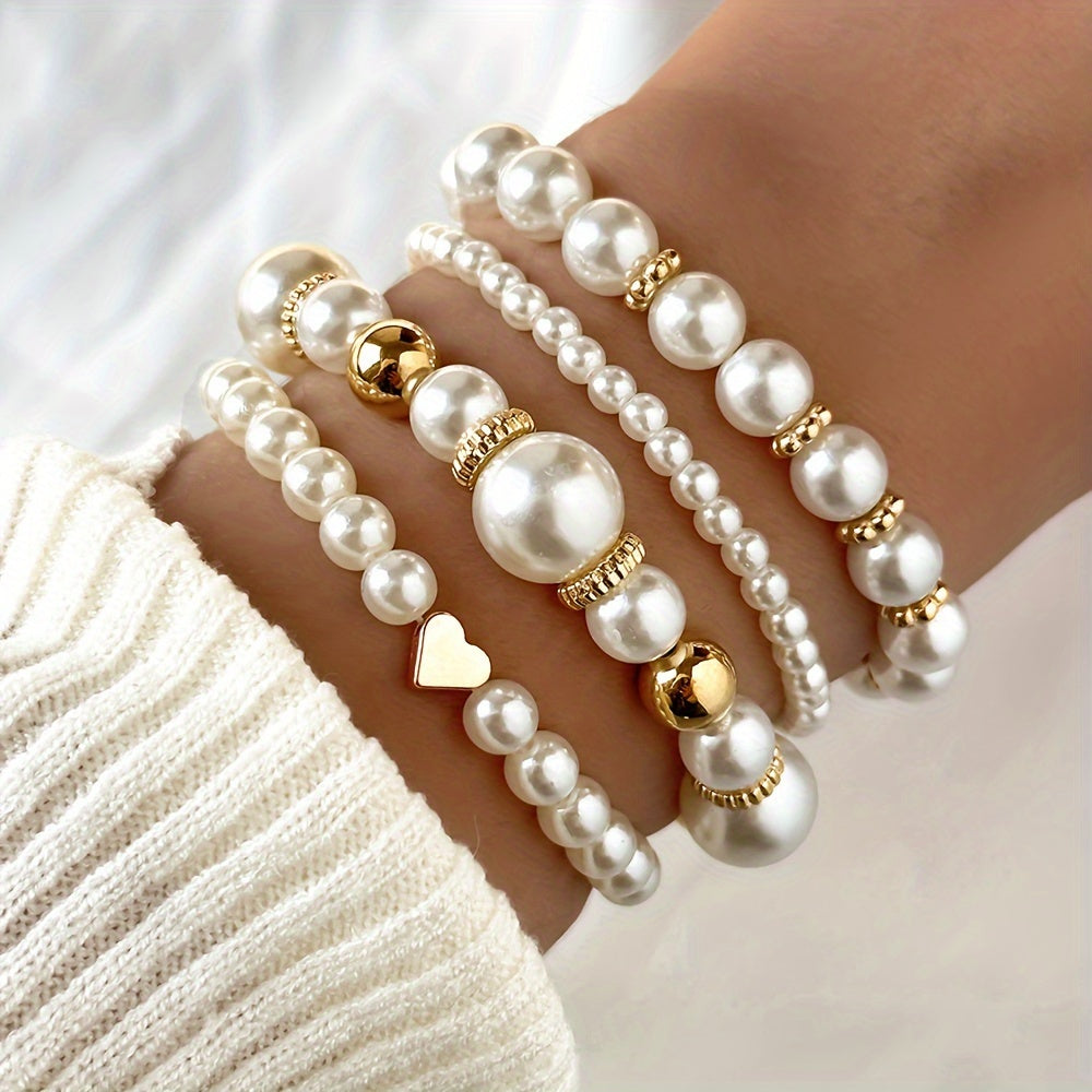 Lot De Bracelets Blancs Et Dorés Pour Femme | Raffinement