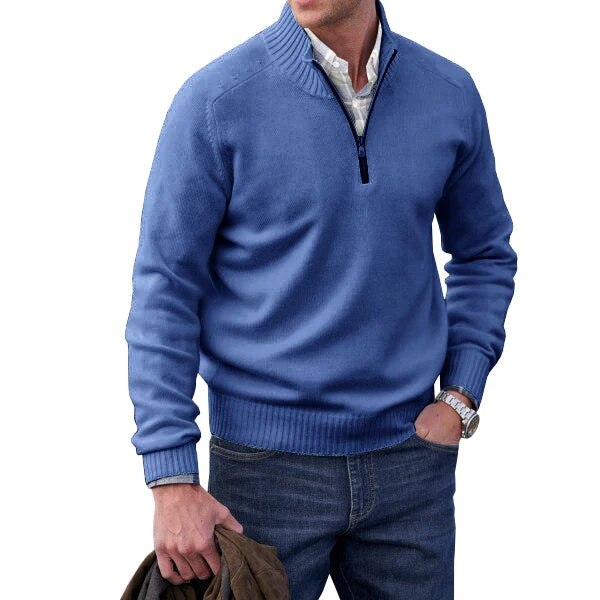 David - Pull Élégant Col Zippé Cachemire
