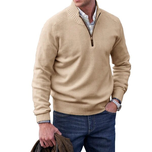 David - Pull Élégant Col Zippé Cachemire