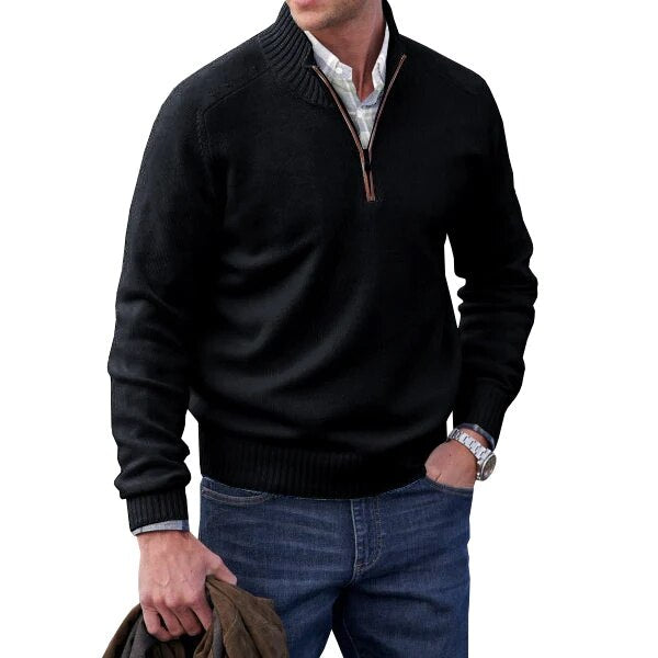 David - Pull Élégant Col Zippé Cachemire
