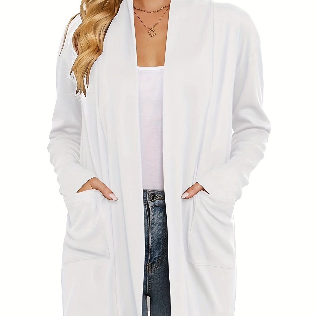Nathalie - Gilet Élégant Long Poches