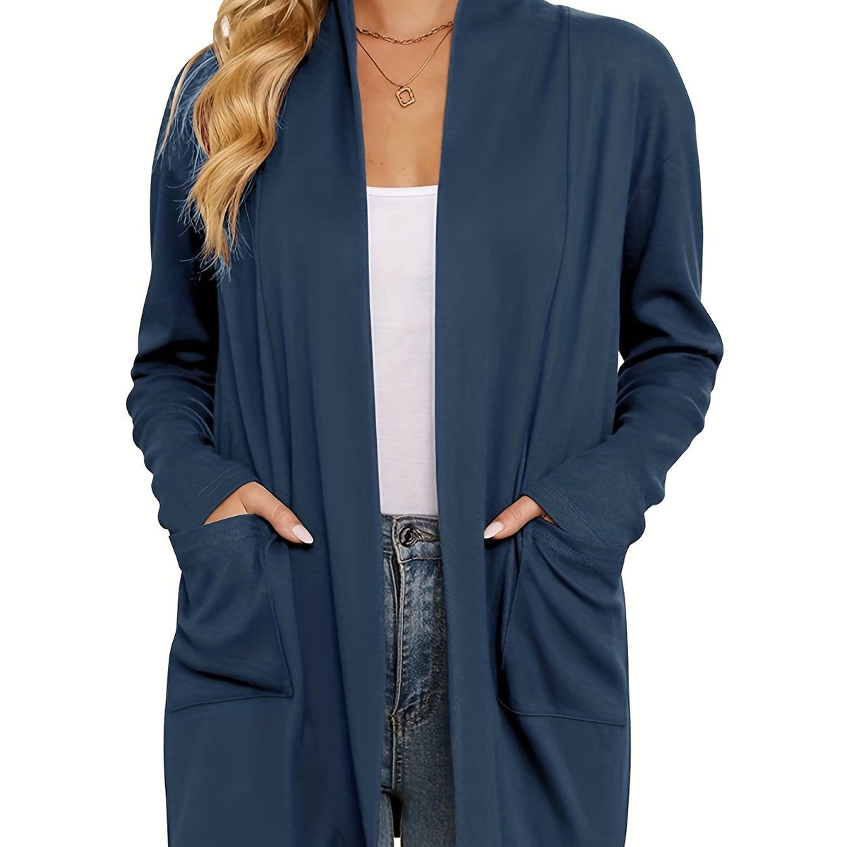 Nathalie - Gilet Élégant Long Poches