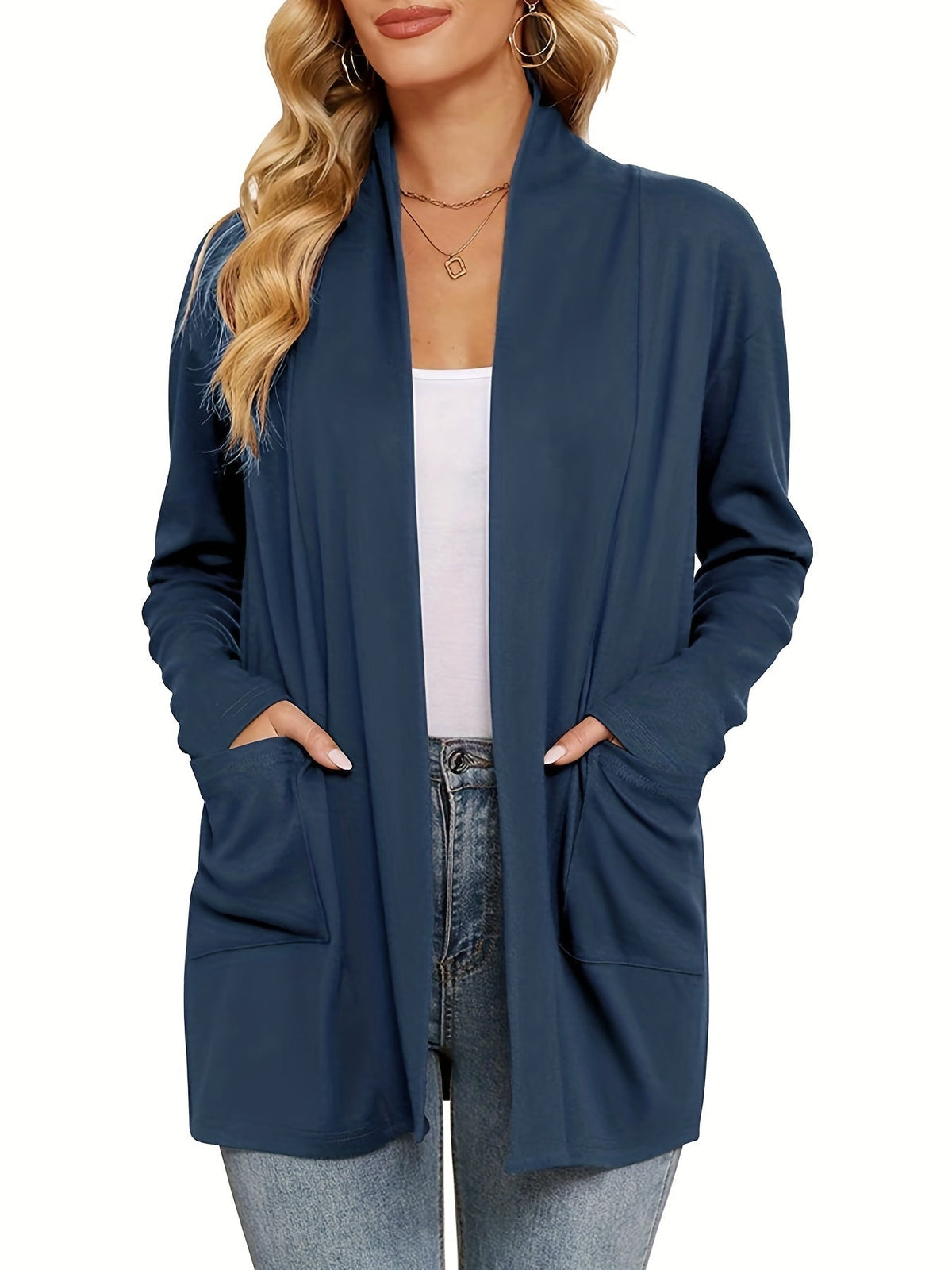 Nathalie - Gilet Élégant Long Poches