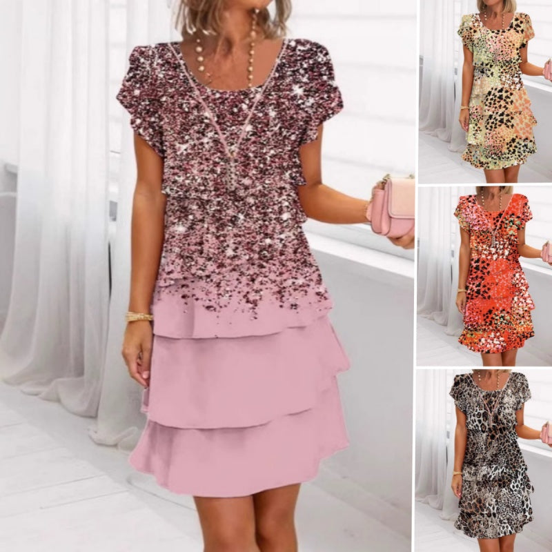 Sonia - Robe Courte Femme Léopard à Volants