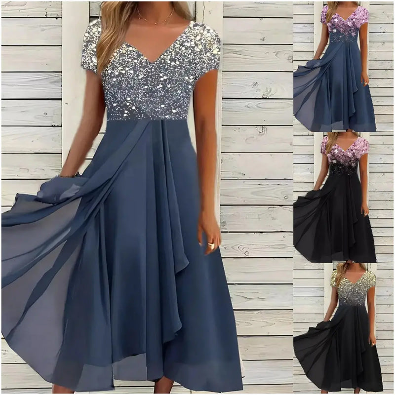 Émeline - Belle Robe Midi Mousseline Fleurie Femme