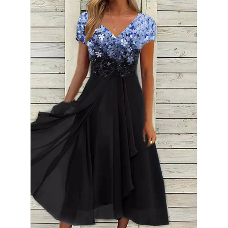 Émeline - Belle Robe Midi Mousseline Fleurie Femme