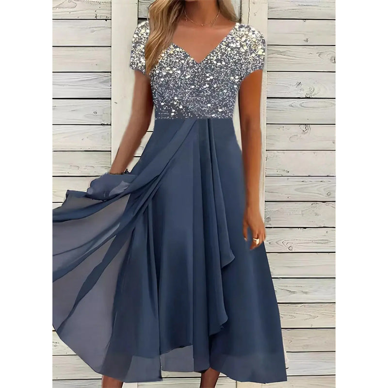 Émeline - Belle Robe Midi Mousseline Fleurie Femme