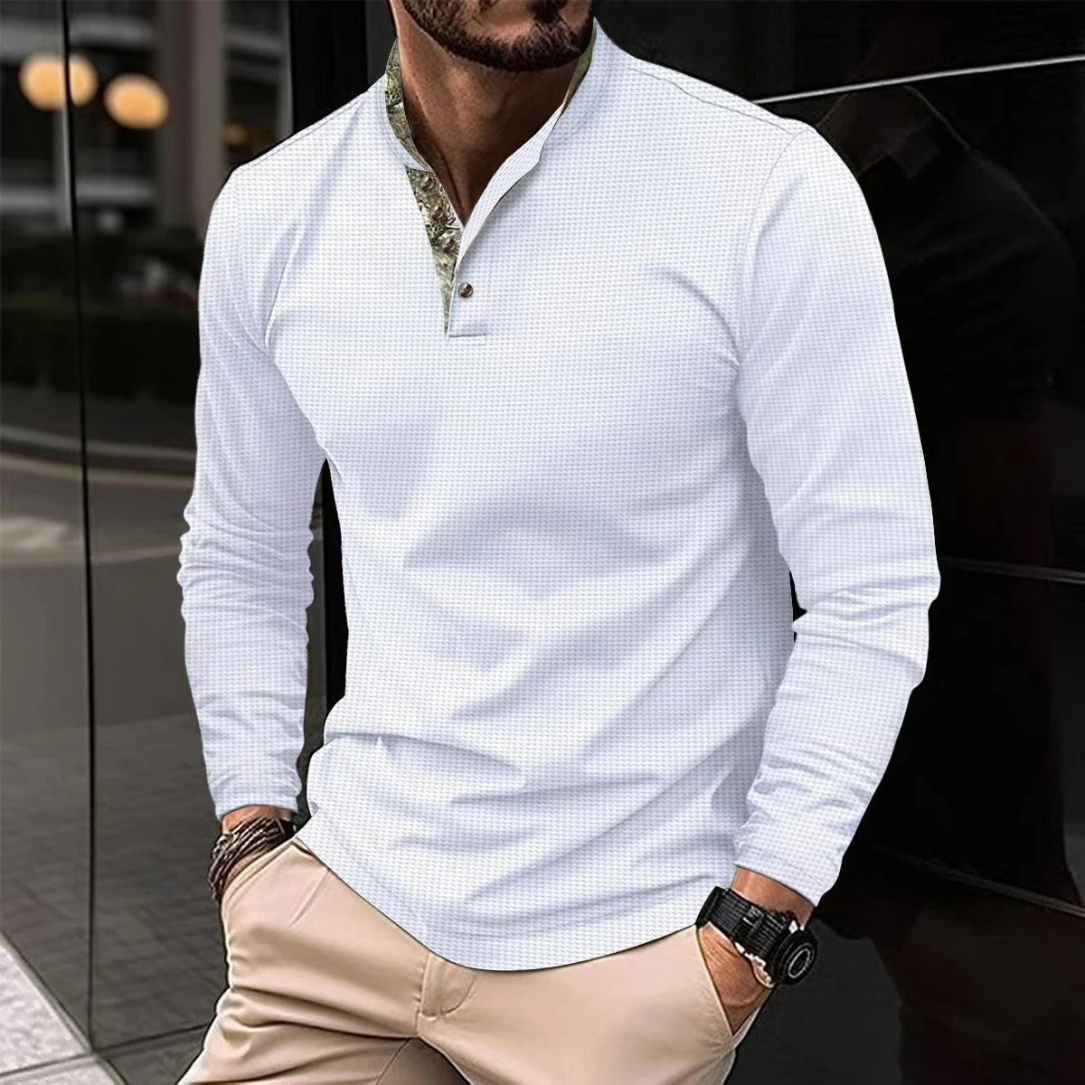 Vincent - T-shirt Henley Homme Manches Longues