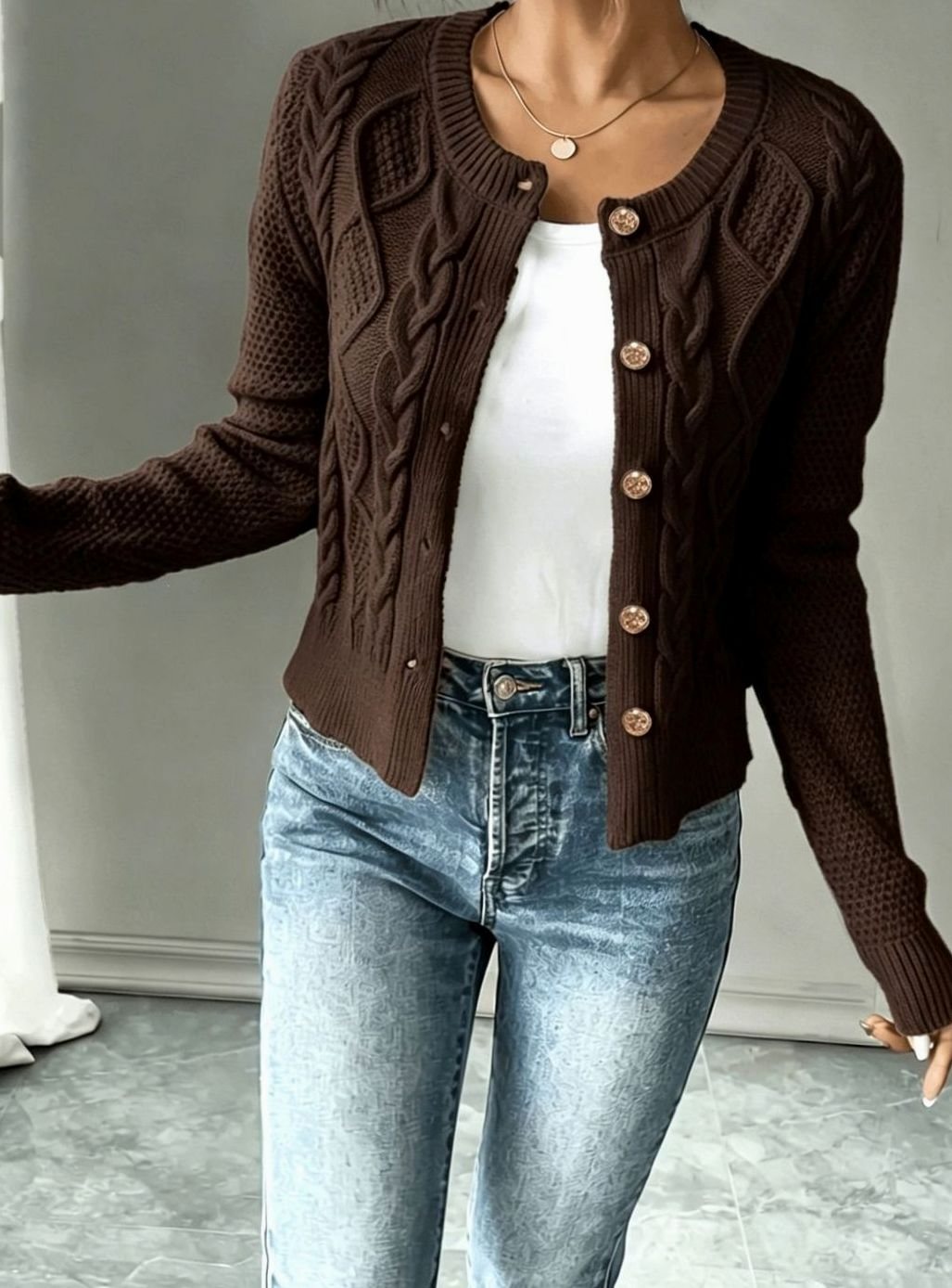 Céline - Cardigan Élégant Torsadé Boutonné
