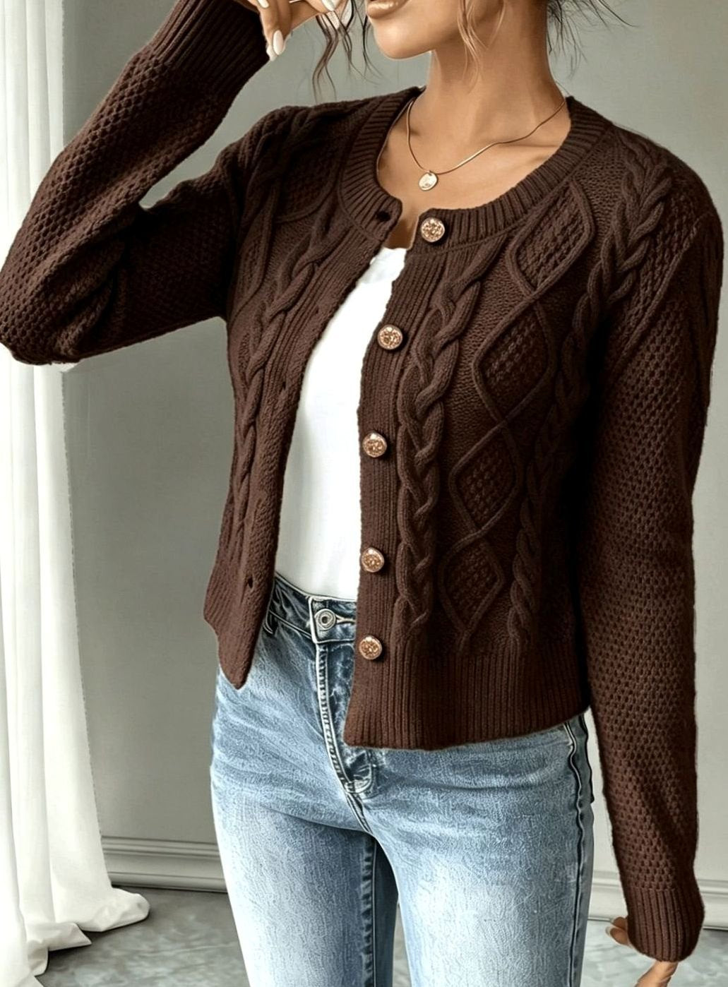 Céline - Cardigan Élégant Torsadé Boutonné
