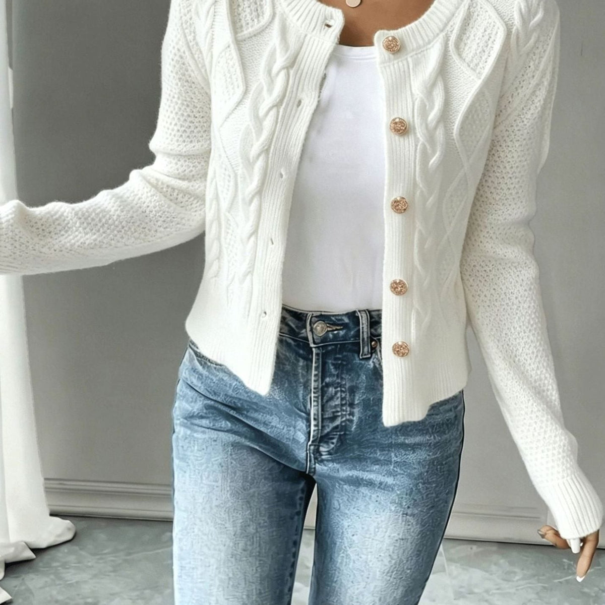 Céline - Cardigan Élégant Torsadé Boutonné