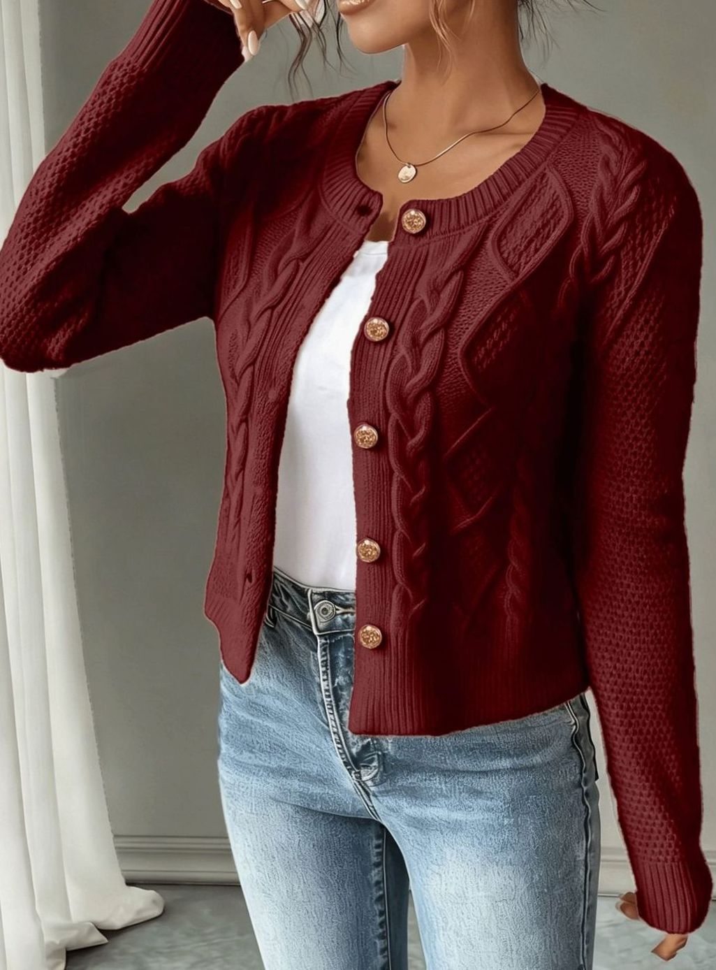 Céline - Cardigan Élégant Torsadé Boutonné