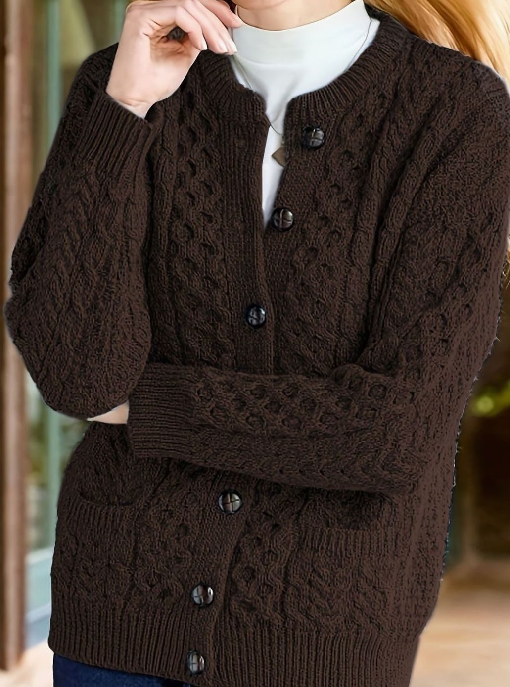 Aurélie - Cardigan Élégant Torsadé à Poches