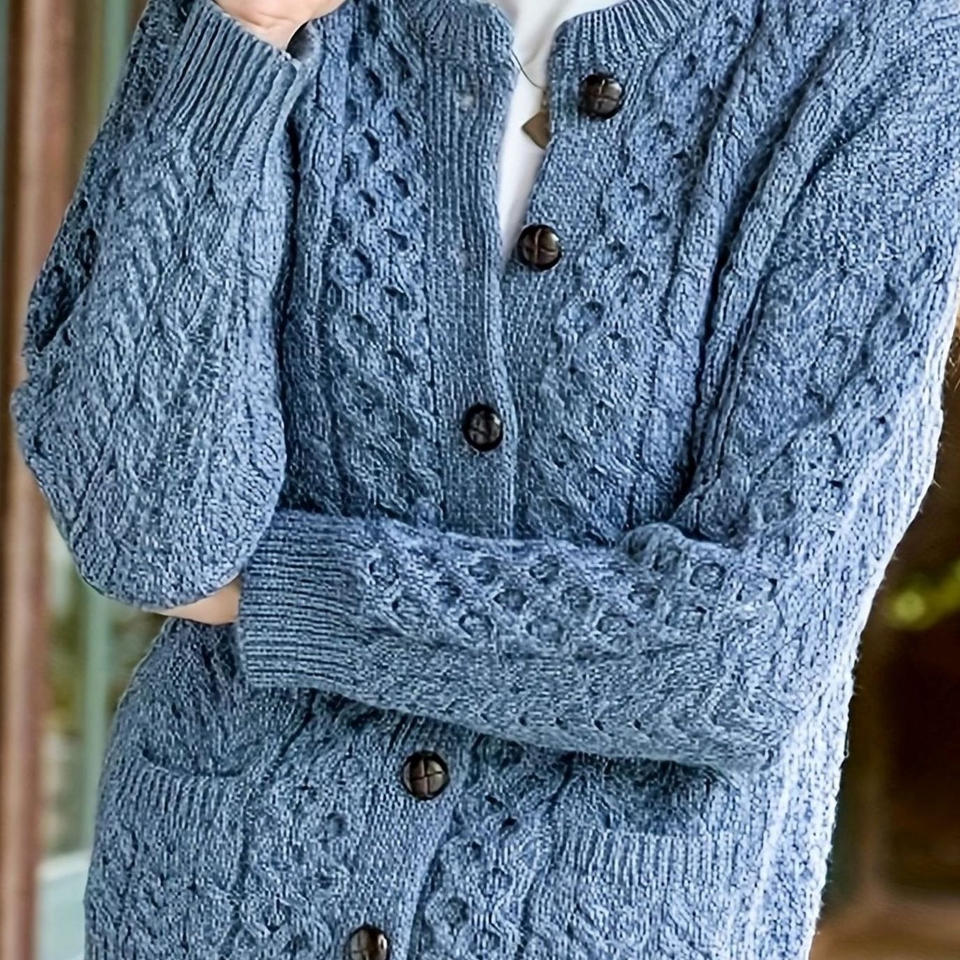 Aurélie - Cardigan Élégant Torsadé à Poches