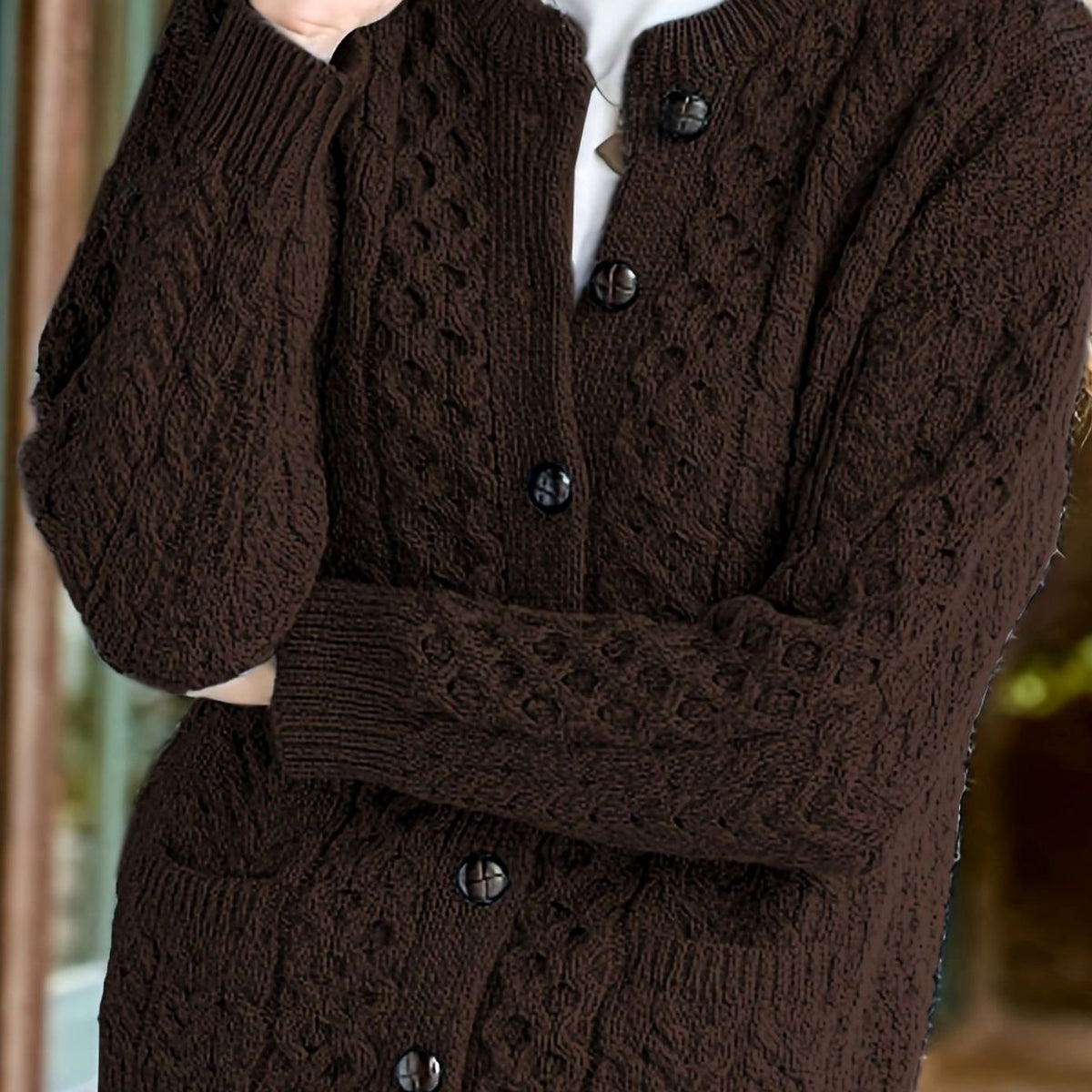 Aurélie - Cardigan Élégant Torsadé à Poches